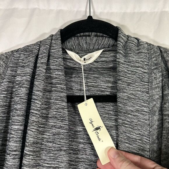 New Agnes Orinda Cardigan Women's 4X Grey Open Front Striped Sleeves Light - Picture 5 of 8